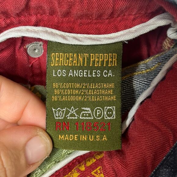 Sergeant Pepper Made in USA Bootcut Jeans Y2K Stars Indie Sleaze sz 29 Low Rise - Picture 9 of 10